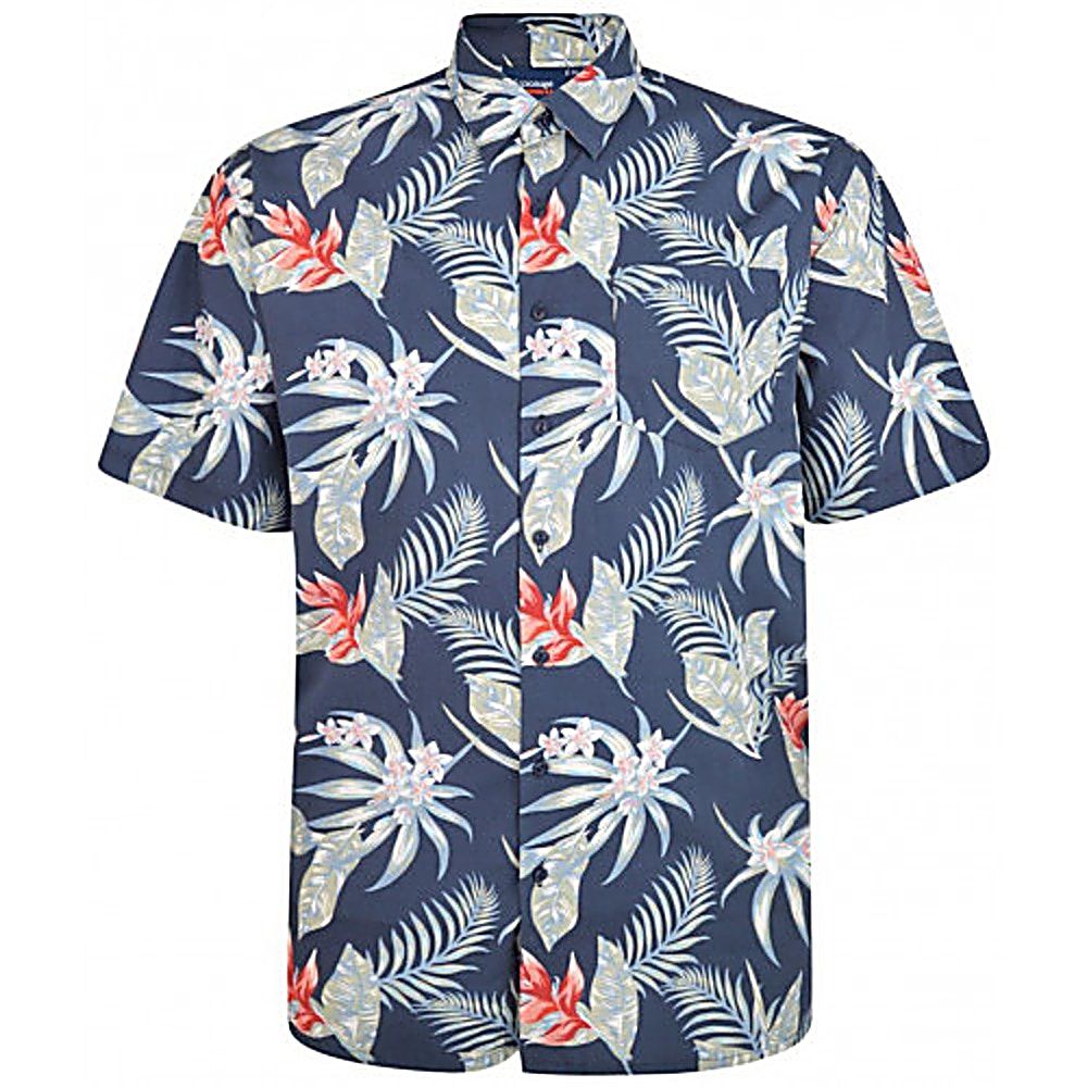 espionage floral hawaiian print short sleeved shirt