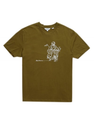 Ben Sherman 0067139 Printed Linear Cruise T-Shirt Green
