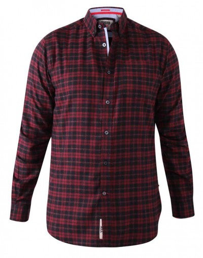 D555 Holton Long Sleeved Flannel Check Shirt Dark Red