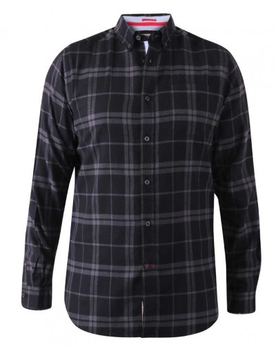 D555 Harwich Long Sleeved Flannel Check Shirt Black