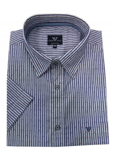 Cotton Valley 14435  Short Sleeve Stripe Shirt Navy