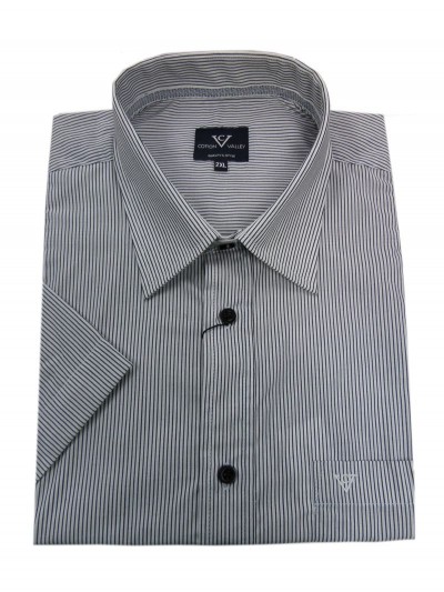 Cotton Valley 14436  Short Sleeve Stripe Shirt Black/White