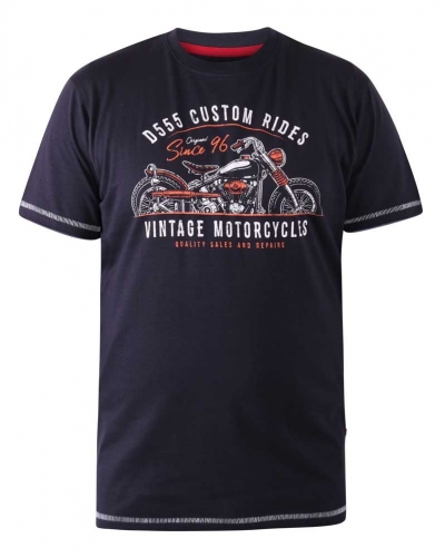 d555 601216 cheshunt vintage motorcycle printed t-shirt navy