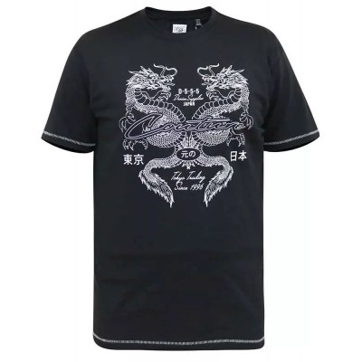 D555 ELIJAH Couture Dragon Printed T-Shirt Black