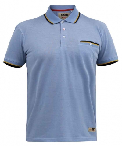 d555 talbot pique polo shirt with jacquard collar & cuffs blue