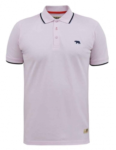 d555 hamford pique polo shirt with 2 colour rib tipping on collar and cuffs pink