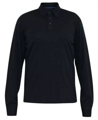 D555 Preston Long Sleeve Jersey Polo Shirt Black