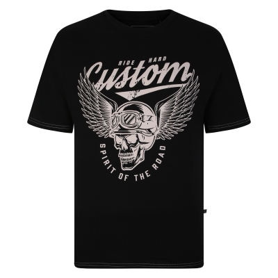 kam customs skull print t-shirt black