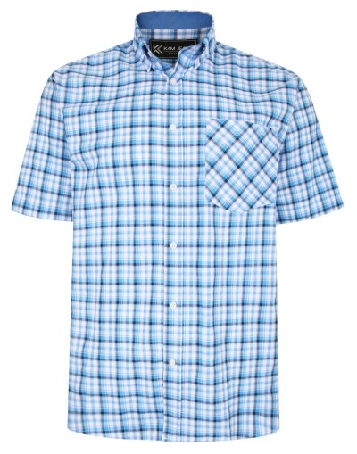 Kam KBS 6214 Check Short Sleeve Shirt Blue