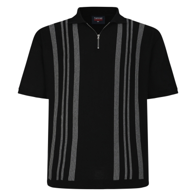 espionage kw066 striped knitted 3/4 zip polo