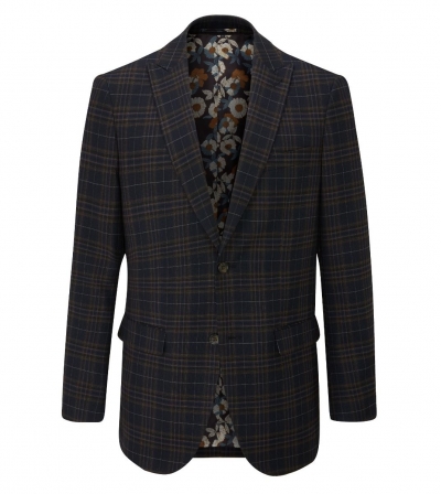 skopes alton check suit jacket brown/blue/black