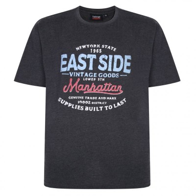 Espionage T343 East Side Print T-Shirt Charcoal