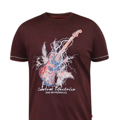 d555 redbourn lighting bolt guitar t-shirt burgundy