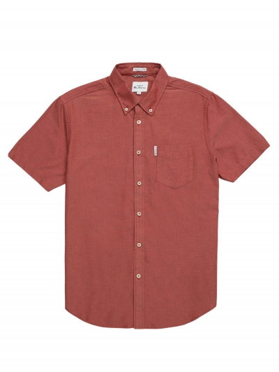 ben sherman organic cotton oxford shirt dark pink