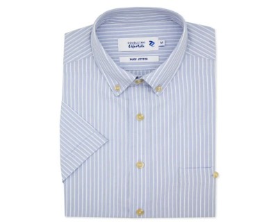 Double Two DTLS1110A Stripe Short Sleeve Shirt Blue 