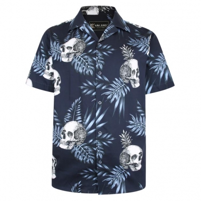 kam kbs p015 skull print shirt navy