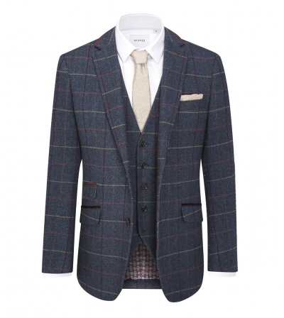 skopes doyle checked suit jacket navy