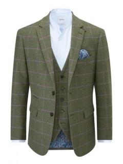 skopes crowley wool blend  checked jacket olive