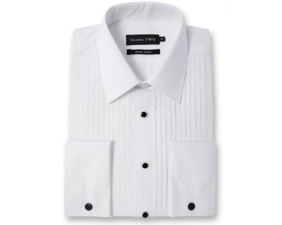 Double Two SLX5002 Stitch Pleat Dress Shirt White
